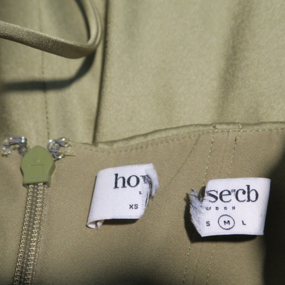 House of CB Myrna Olive Corset Satin Slip Dress Timeless Elegant - Picture 10 of 14